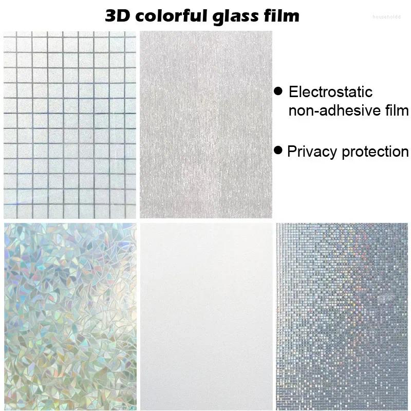 Autocollants de fenêtre 3D couleur Film de verre autocollant décoration de liaison statique salle de bain transparente Opaque pour empêcher les regards