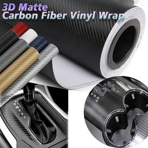 Autocollants de fenêtre 3D Matte en fibre de carbone Enveloppement auto-adhésif autocollant autocollant diy décalcomanies flexible matériau sec