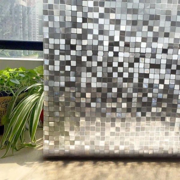 Autocollants de fenêtre 3D Mosaïque carré statique Film intimité sans glue balcon électrostatique Porte de verre de salle de bain