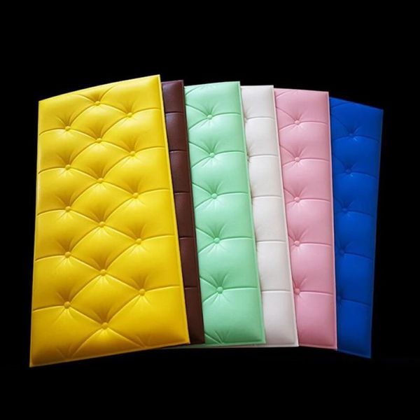 Autocollants de fenêtre 3D Autocollant pour mur diy mousse de mousse de mousse de carreaux de sac à la maison décor de la maison en cuir imperméable auto-adhésif papier peint enfant