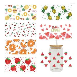 Raamstickers 3D UV DTF Transfer Sticker Fruit voor de 16 oz Libbey Bril Wraps Cup Kan DIY Waterdicht Gemakkelijk D6918