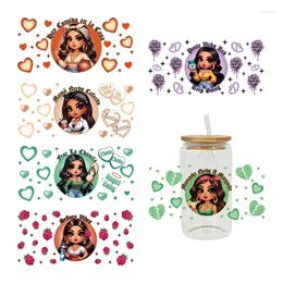 Vensterstickers 3D UV DTF -overdrachten 16oz Cup Wraps Cartoon Girl Fairy Gedrukt voor DIY Glass Ceramic Metal Leather etc. D15706