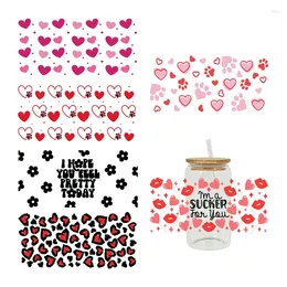 Vensterstickers 3D UV DTF -overdrachten 16oz Cup Wraps Love Valentine's Day Gedrukt voor DIY Glass Ceramic Metal Leather etc. D2677