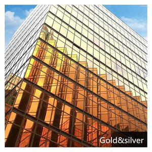 Autocollants de fenêtre 40/50/60/70/80/90 x 600 cm / rouleaux GoldSilver Mirored Mirored Adhesive Glass Film One Way Mirror Reflective Solar Tint