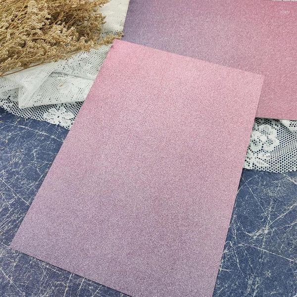 Autocollants de fenêtre 5 feuilles rose violet Premium ombre paillettes carte A4 250gsm papier Scrapbooking Pack artisanat fond