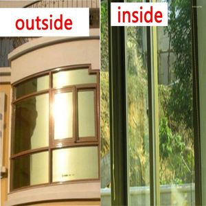 Vensterstickers 50 100 cm eenrichtings Gold Silver Solar Mirror Film Glass Sticker Privacy Self Adhesive Home Office Kitchen Decor