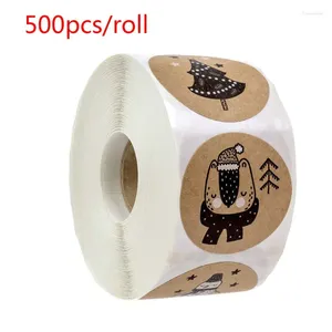 Autocollants de fenêtre 500pcs / rouleau de Noël arbre de Noël Snowman Animals Sceau décoratif étiquette pour la papeterie de scrapbooking