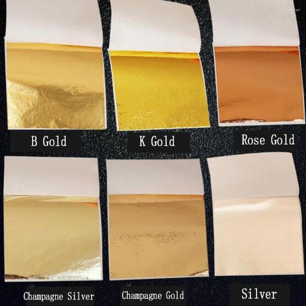 Autocollants de fenêtre 50pcs 9 9cm Artisan Imitation Gold Sliver Copper Foil Papiers feuilles feuilles Gilde DIY Decor Design Paper