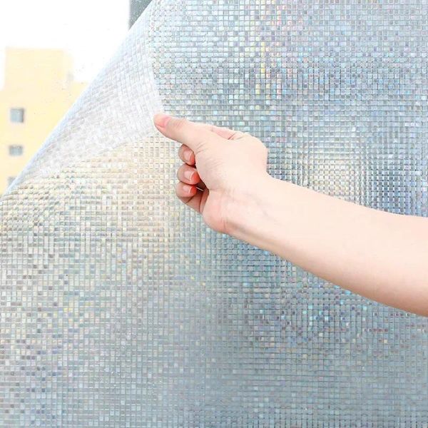 Autocollants de fenêtre 58x200cm Small Mosaic Static Static Translucent Glass Sticker Laser Porte coulissante Couverture anti-privée