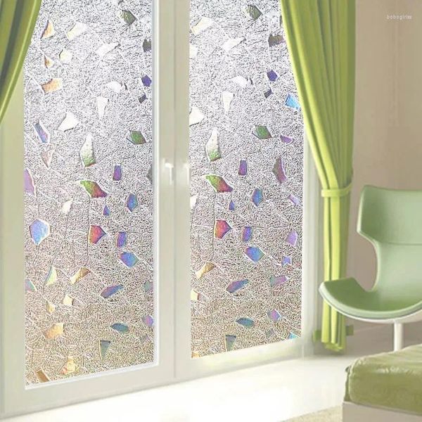 Pegatizas de ventana 60 200 cm 3d láser película decorativa pegatina de vidrio privacidad autoadhesivo PVC Glue electrostático Decoración del hogar de la puerta corredera libre
