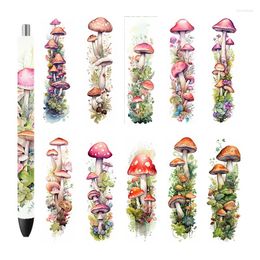 Autocollants de fenêtre 6pcs 4.75x1.5 '' Les champignons enveloppement Boho Flowers imprimés UV DTF Waters Waters Watersed Epoxy Wrapper P590