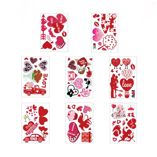 Autocollants de fenêtre 79pcs Valentin Love Static Heart Clings décor Decs de réfrigérateur Verre pour décoration