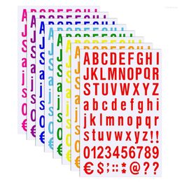 Autocollants de fenêtre 8 feuilles, Kit de lettres et chiffres auto-adhésifs, autocollant étanche pour boîte aux lettres (ensemble de couleurs de 1 pouce)