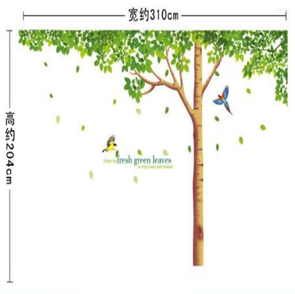 Autocollants de fenêtre grande taille Extra Large arbre généalogique Sticker Mural feuilles vertes fraîches Mural amovible décor à la maison Art