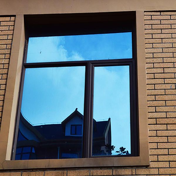 Autocollants de fenêtre BlueSilver Mirrored Film Glass Sticker Adhésif à sens unique Réfléchissant Isolation thermique Home Office UV ProofWindow