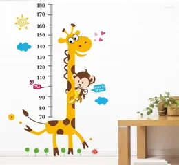 Stickers de fenêtre dessin animé Girafe Hather Mesurement Mur à la maison pour enfants Décoration PVC PVC PVC
