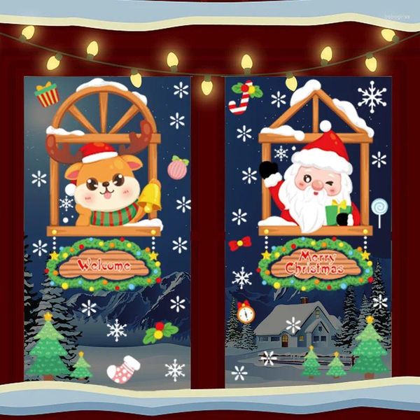 Pegatinas para ventanas Decoraciones navideñas Centro comercial Vidrio Amazon Transfronterizo Papá Noel Elk Copo de nieve Electrostático