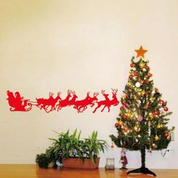 Autocollants de fenêtre Christmas PVC Wall Sticker Festive Home Decor Amouvable Murales amovibles Santa et Running Elks 1