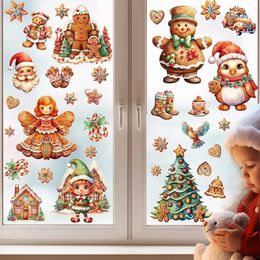 Autocollants de fenêtre de Noël flocon de neige s'accroche père Noël renne mur autocollant en verre décorations de Noël Navidad 2023 décor à la maison Noel 231207