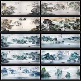 Vensterstickers Klassieke keukenglazen deur Decoratie Sticker Chinese stijl Schuifhoek Horizontale versie Film