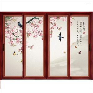 Autocollants de fenêtre, taille personnalisée, Film décoratif électrostatique, peinture à l'encre chinoise, porte de salle de bains, garde-robe 55cm x 100cm