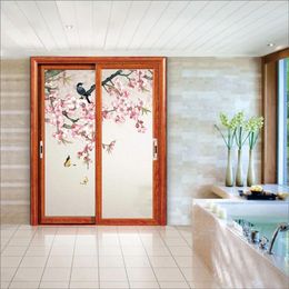 Pegatinas de ventana Tamaño personalizado Pegatina reciclable Cultura china Cultura de pájaro-AMD Pintura de pintura Decoración de la puerta de la puerta 50 cmx10cm