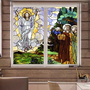 Pegatinas de la ventana Tamaño personalizado Películas de vidrio autoadhesivo Puerta de papel Puerta Vintage Estilo europeo Translucente Jesucristo N110