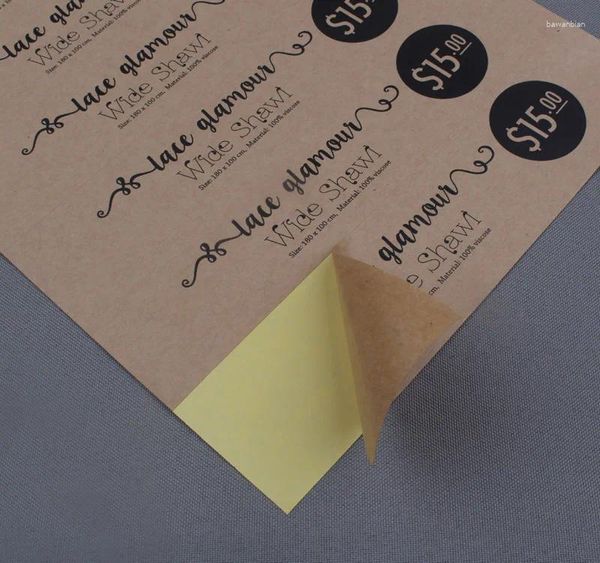 Autocollants de fenêtre personnalisés en papier kraft imprimé, avec propre logo ou étiquettes de marque, lot de 1000 pièces