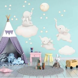 Pegatinas de ventana lindas estrellas de dibujos animados nube de pared voladora pegatina animal animal para niños decoración de habitaciones nórdicas calcomanías
