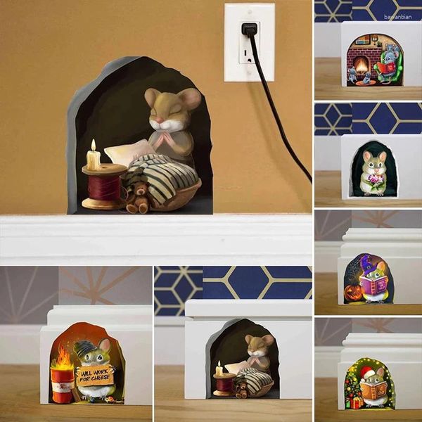 Autocollants de fenêtre mignon petit autocollant mural de souris pour enfants salon décoration de maison peint mural chambre peint amovible rat drôle