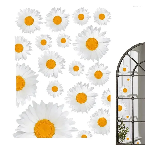 Autocollants de fenêtre décalcomanies fleurs Daisy Electrostatic Cling non adhésif Anti UV Film décoratif Print floral semi-transparent