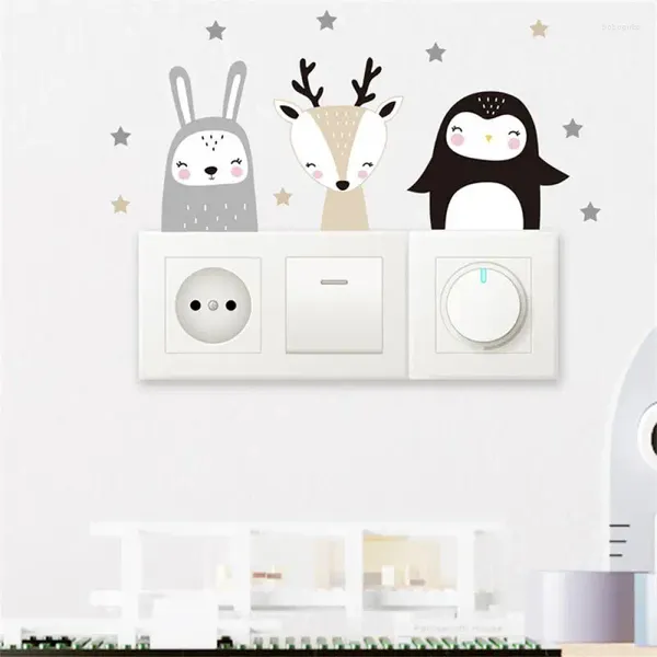 Autocollants de fenêtre décoratifs pour la maison, 10/10cm, autocollants muraux avec animaux, décorations mignonnes pour interrupteur