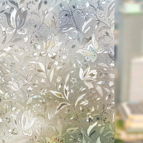 Stickers de fenêtre Films en verre diy auto-adhésif décoratif décoratif décalé 100x45cm film tulip fleurs mode
