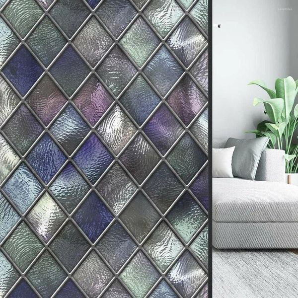 Pegatinas para ventanas Marco de mosaico duradero y duradero Película esmerilada Material de PVC Etiqueta de vidrio adhesiva estática no adhesiva que garantiza la privacidad