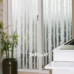 Pegatinas de la ventana Filada Glass Auto adhesivo Decoración Decorativa Árbol blanco para el ancho del hogar 60 cm/75 cm/85 cm por 2m largo