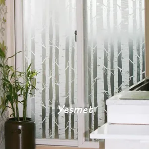 Stickers de fenêtre film en verre taché d'auto-adhésif arbre blanc décoratif pour largeur de maison 60 cm / 75 cm / 85 cm par long 2 m