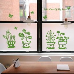 Raamstickers Filmglassticker Langdurige snelle DIY Verwijder gemakkelijk bloemencactusdecoratie voor winkelramen