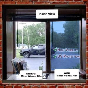 Window Stickers Film One Way Privacy Protection Silver Gray Heat Control Daytime Reflecterende anti UV Sun Blocking Self Adhesive Office