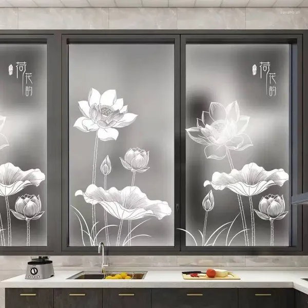 Pegatinas de ventana Película Protección de privacidad Lotus Static Cling Glass Etiqueta Diente de león No adhesivo Frosted Stained Homedecor Personalizado