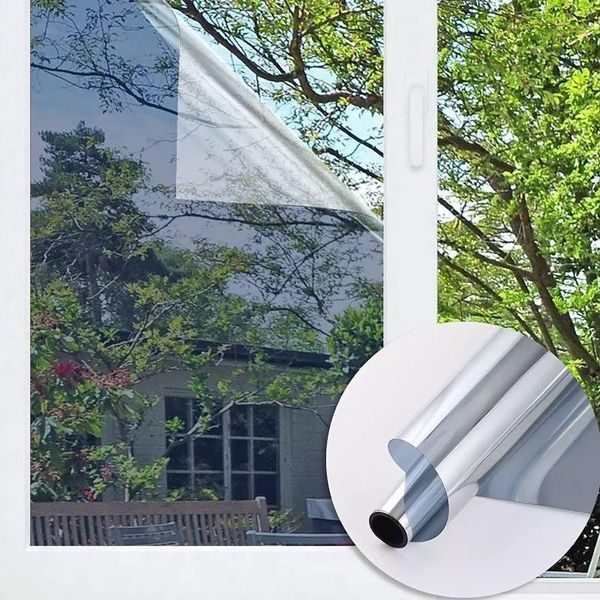 Autocollants de fenêtre Film confidentialité miroir réfléchissant auto-adhésif Protection solaire Anti-UV teinte de verre autocollant de contrôle de la chaleur pour le bureau à domicile