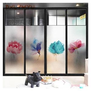 Stickers de fenêtre motif floral PVC Film décoratif Grossé Adhésif sans verre auto-adhésif décor