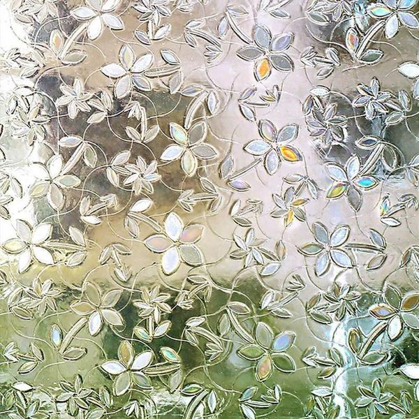 Autocollants de fenêtre fleurs sans colle, plaque de cristal transparente, tapis de Table basse, protection solaire en verre, Film de rideau d'isolation thermique