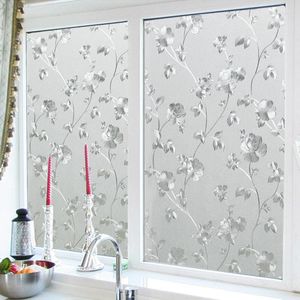 Raamstickers Fored 3D Flower Glass Sticker Geen lijmfilm Privacy voor kantoor badkamer slaapkamer shop statisch huishoud decoratief