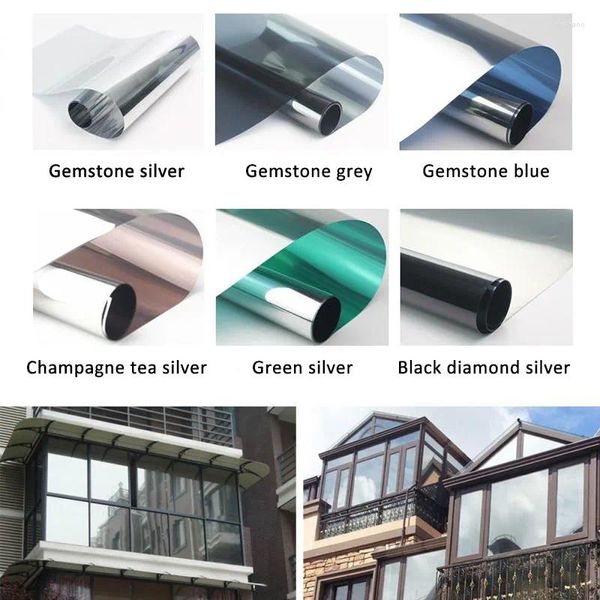 Pegatizas de ventana Gemstone Grey Film UNA WAY Mirror Aislamiento de plata Rechazo UV Privacy Tint Películas