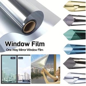 Autocollants de fenêtre en verre, Film teinté isolant, protection solaire, blocage de la lumière unidirectionnel, auto-adhésif pour chambre à coucher et maison