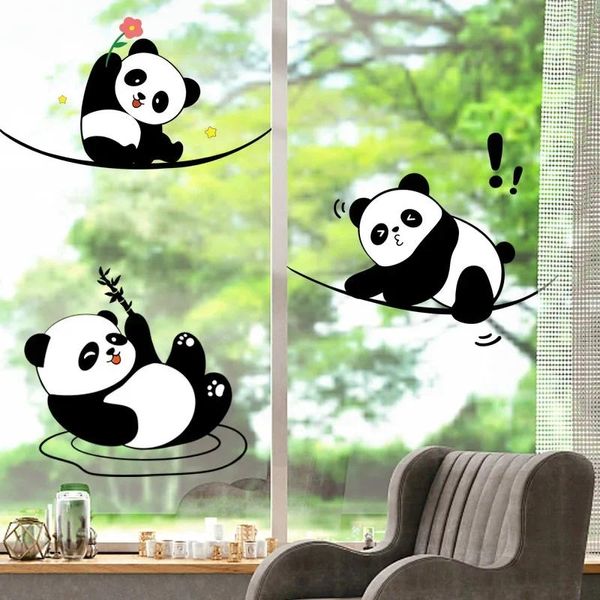 Pegatinas de la ventana Pegatina de vidrio Diversión Electrostatic Panda Cartoon Lindo papel decorativo PVC Flat Pared