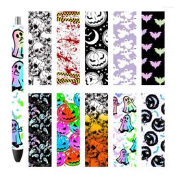 Raamstickers Halloween Gedrukt Transfers Voor Pen Wraps DIY Glas Keramiek Metaal Leer 3D UV DTF 4,75x1,5 inch 6 Stuks P119