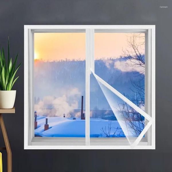 Pegatinas para ventana, película de aislamiento térmico, apertura de cremallera, interior, a prueba de viento, autoadhesivo cálido para ahorro de energía, cristal suave transparente