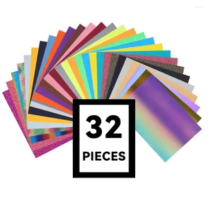 Autocollants de fenêtre Hohofilm Poumoir de transfert de chaleur: 32 Pack-incluent 28 feuilles couleurs assorties pour le fer sur des vêtements de t-shirt DIY HTV 21cmx30cm