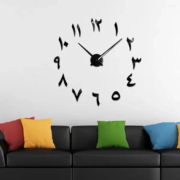 Stickers de fenêtre Home Decoration Mur Clock Big Mirror Design moderne Horloges de grande taille DIY Sticker Unique Cadeau